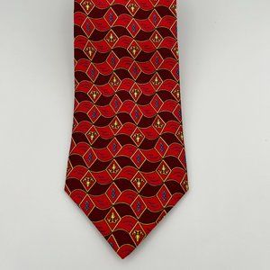 Lamberti Necktie Red Multicolor Diamond Emblem Business Office Italy